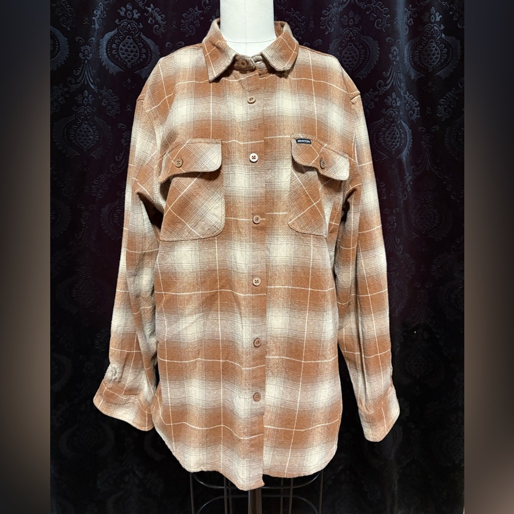 Brixton Tan and Cream Plaid Shirt